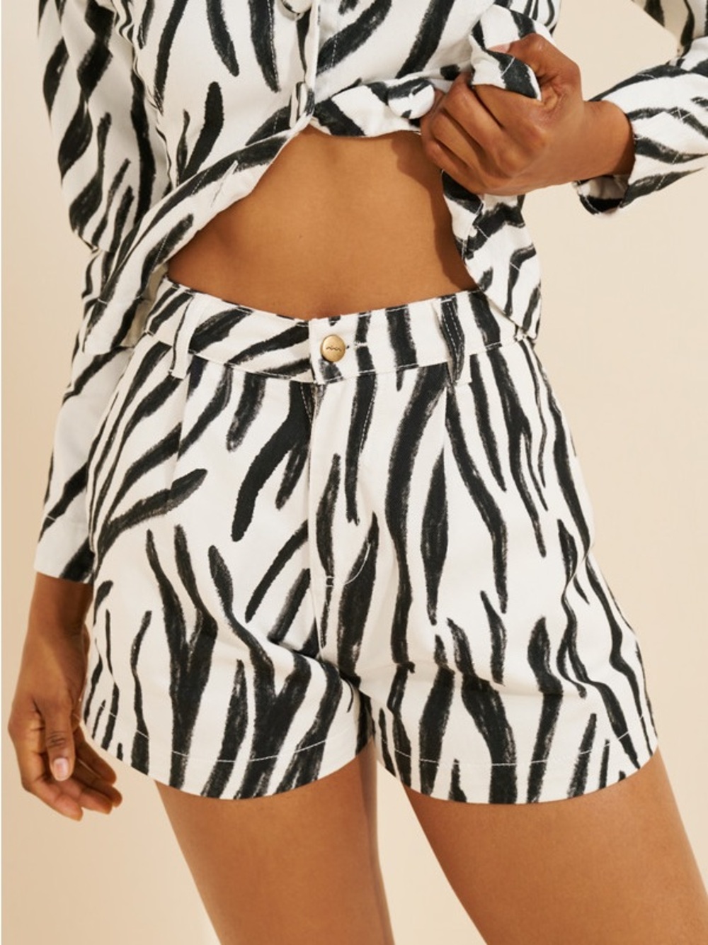 Zebra-Print High Waist Women’s Shorts - Black & White